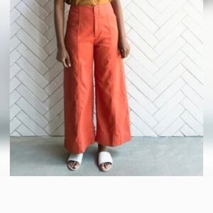 Esby Apparel Lucia Orange Wide Leg Pants Size 0 Zip Closure Cotton Made USA